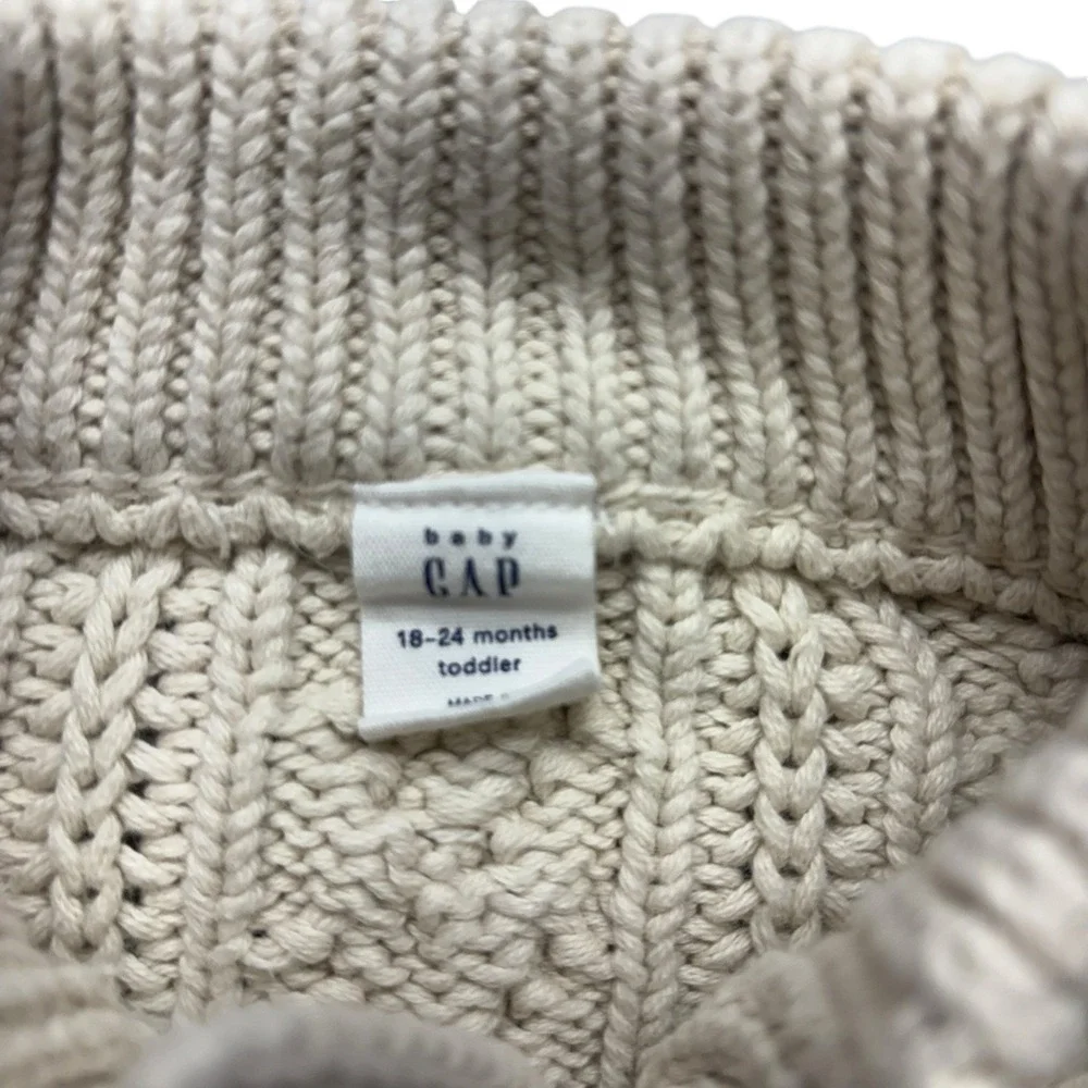 Baby Gap 18-24 Months Off White Cable Chunky Knit Sweater Grandpacore Fisherman